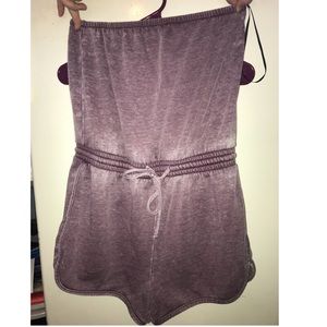 FOREVER21 strapless purple romper w/ string tie